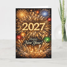 Ljusande gyllene fyrverkerier Gott nytt år 2027