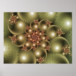 Ljusande gyllene spiral poster