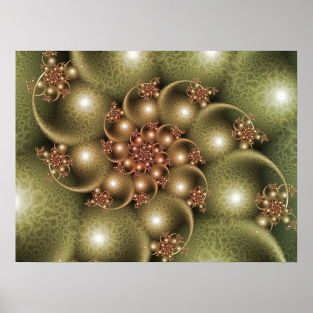 Ljusande gyllene spiral poster (Framsidan)
