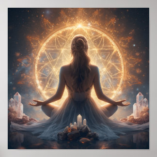 Ljusande Helig Meditationsväggkonstaffisch Poster