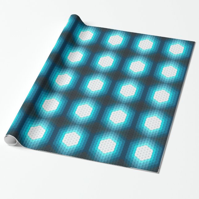 Ljusande hexagon geometriskt mönster presentpapper (Utrullad)