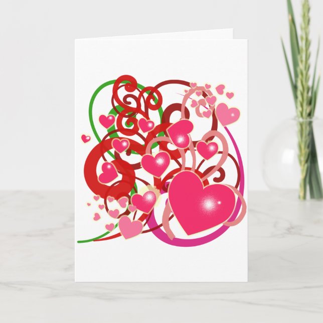 Ljusande hjärtan och snörmakerier för älskande kort (Framsida)