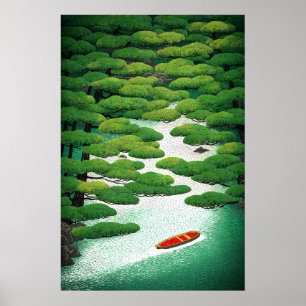 Ljusande japansk flodväggskonst Ukiyo-e Tall Poster
