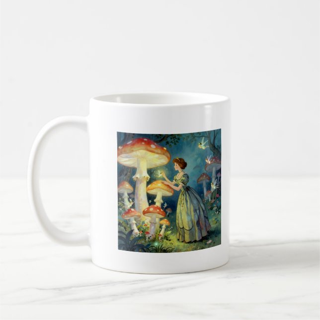 Ljusande jätte svamp trädgård kaffemugg (Vänster)