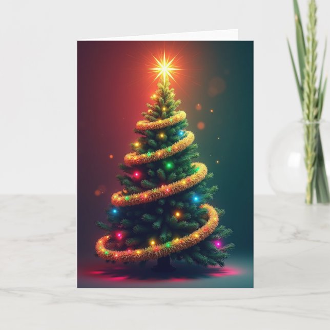 Ljusande julgranskort kort (Framsida)