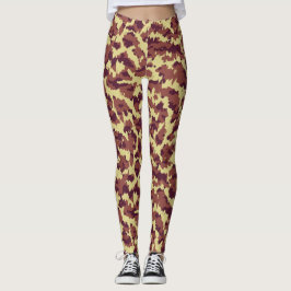 Ljusande Kamouflage Klotter Retro Svart och Röd Sö Leggings