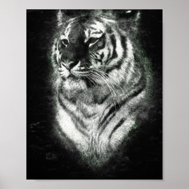 Ljusande konst av tiger head deep sketch line art poster (Framsidan)
