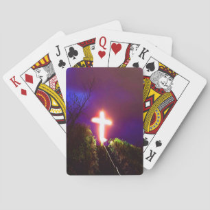 Ljusande kors på natten Gud älskar Casinokort