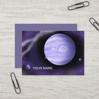 Ljusande lila planet. visitkort