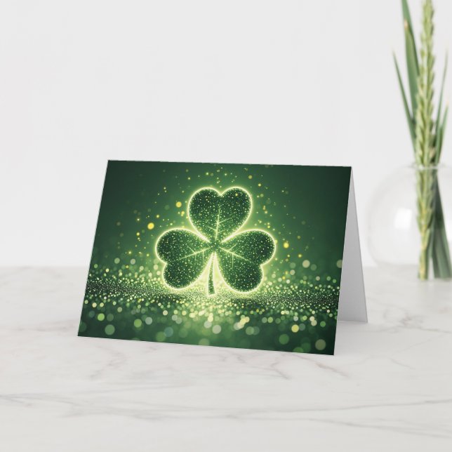 Ljusande Lucky Shamrock Helgkort (Framsida)
