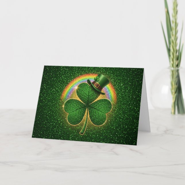 Ljusande Lucky Shamrock Helgkort (Framsida)