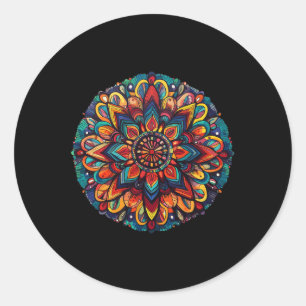 Ljusande mandala för yoga meditation runt klistermärke