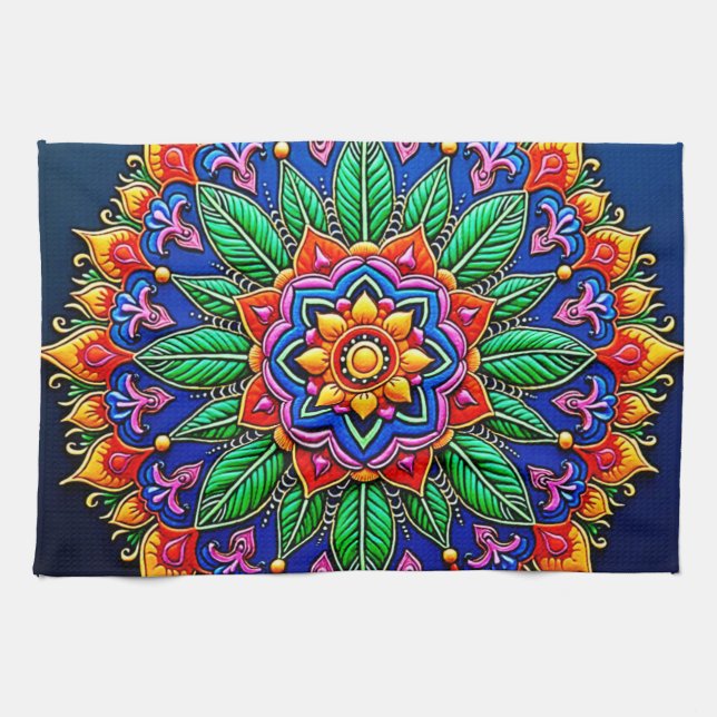 Ljusande Mandala-konstnärskap Kökshandduk (Horisontell)