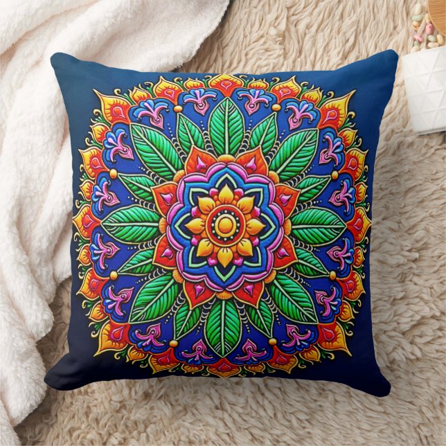 Ljusande Mandala-konstnärskap Kudde (Filt)