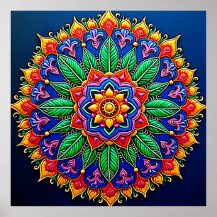 Ljusande Mandala-konstnärskap Poster