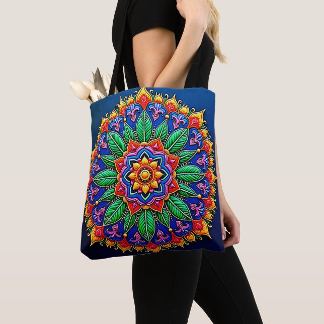 Ljusande Mandala-konstnärskap Tygkasse (Närbild)
