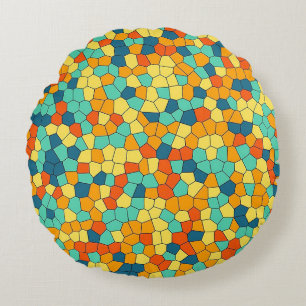 Ljusande mosaikmönster rund kudde