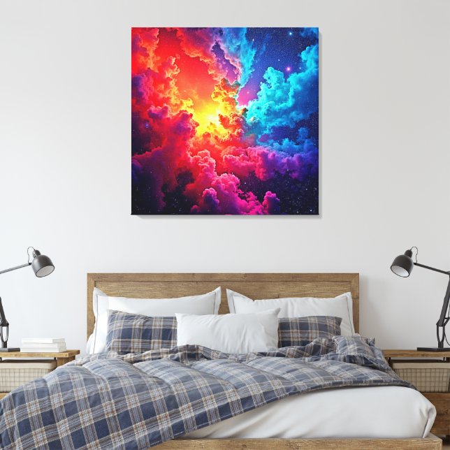 Ljusande nebulakonst: Kosmisk färgkonst Canvastryck (Insitu (sovrum))