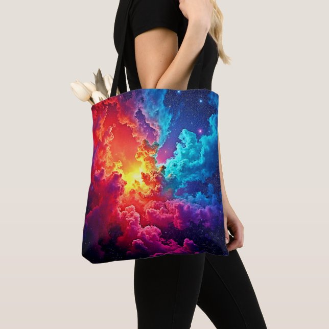 Ljusande nebulosakonst: Kosmisk färgkonst Tygkasse (Närbild)
