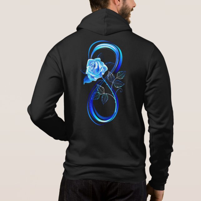 Ljusande oändlighet med blå ros t shirt (Baksida)