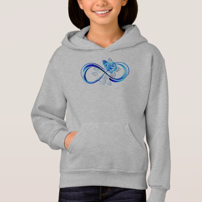 Ljusande oändlighet med blå ros t shirt (Framsida)