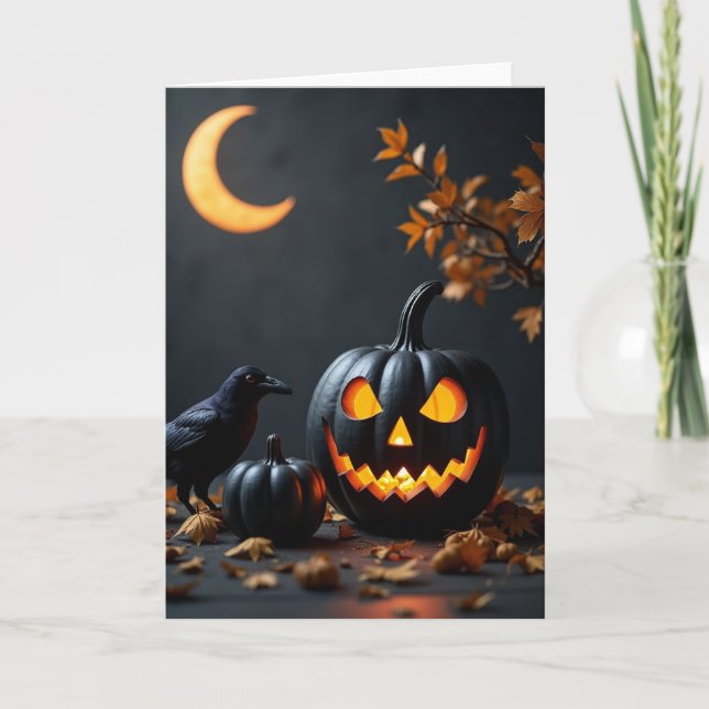 Ljusande pumpa nattkort kort (Framsida)
