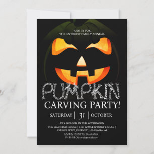 Ljusande pumpa Skärande fest rep Typography Inbjudningar