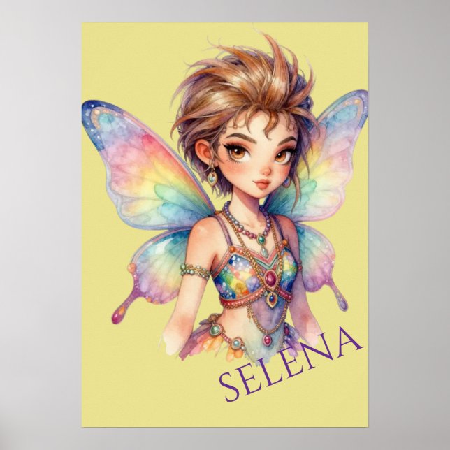 Ljusande regnbågsskyddsande älva poster (Framsidan)