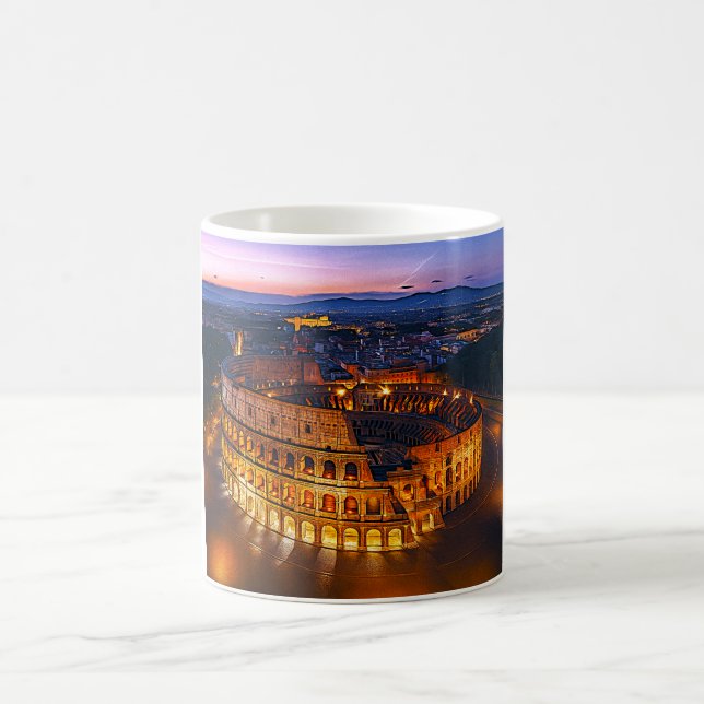 Ljusande romerskt Colosseum-nattlandskap Kaffemugg (Center)