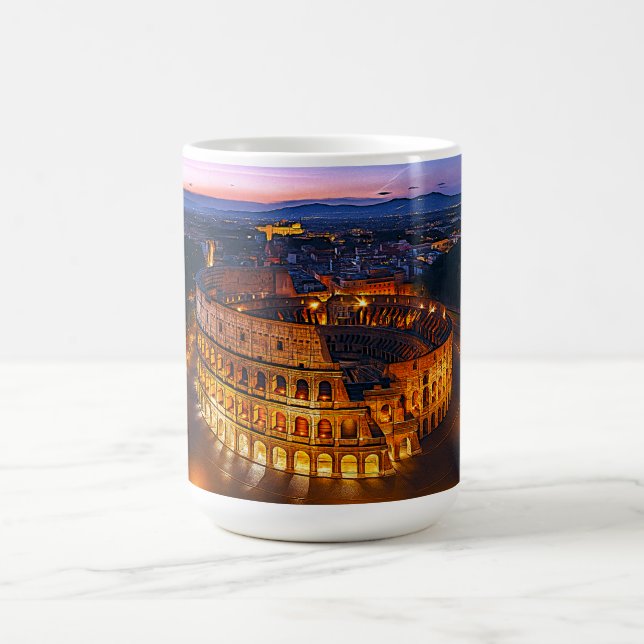Ljusande romerskt Colosseum-nattlandskap Kaffemugg (Center)