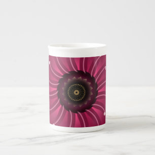 Ljusande Rosa Fantasi Blomma Abstrakt Neon Blomm Benporslin Mugg