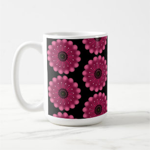 Ljusande Rosa Fantasi Blomma Abstrakt Neon Blomm Kaffemugg