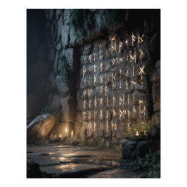 Ljusande Run-grottas Vägg Fototryck
