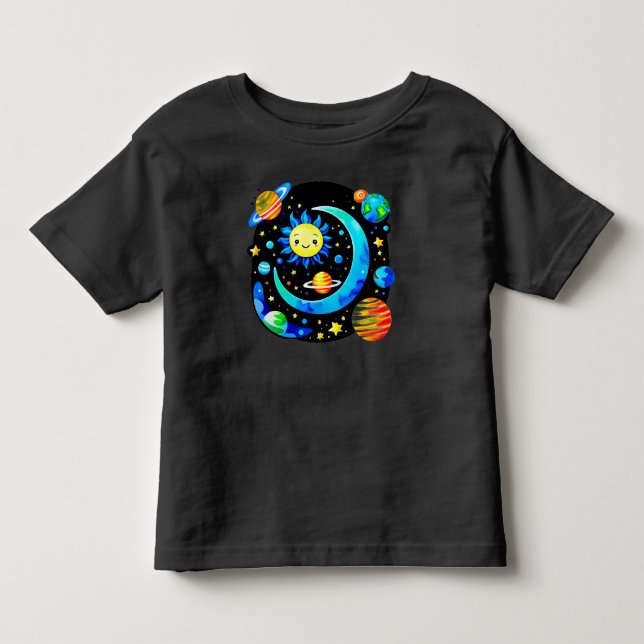 Ljusande rymdglob med planeter t shirt (Framsida)