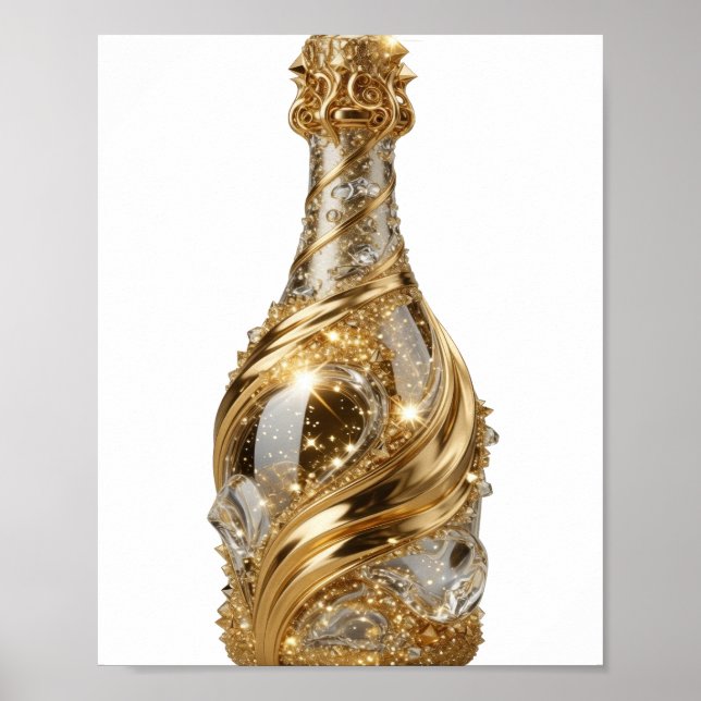 Ljusande silver ABSTRAKT KONST Poster (Framsidan)