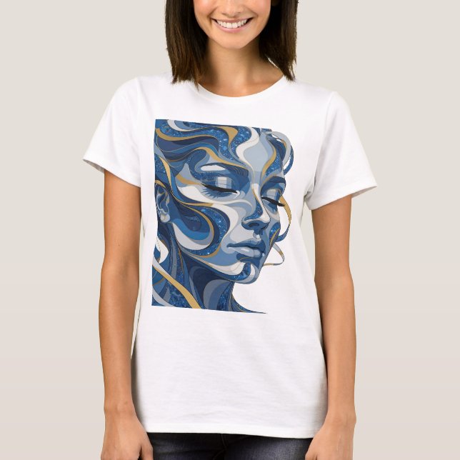 Ljusande silver ABSTRAKT KONST Statement Design v2 T Shirt (Framsida)