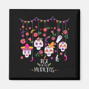Ljusande socker Calavera-döskallar Dag för regerin Magnet