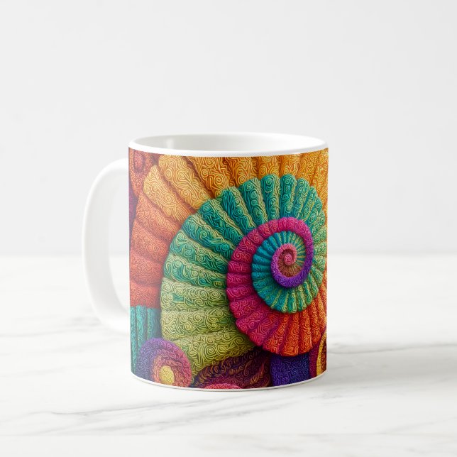 Ljusande spiralabstrakta mönster kaffemugg (Framsida vänster)