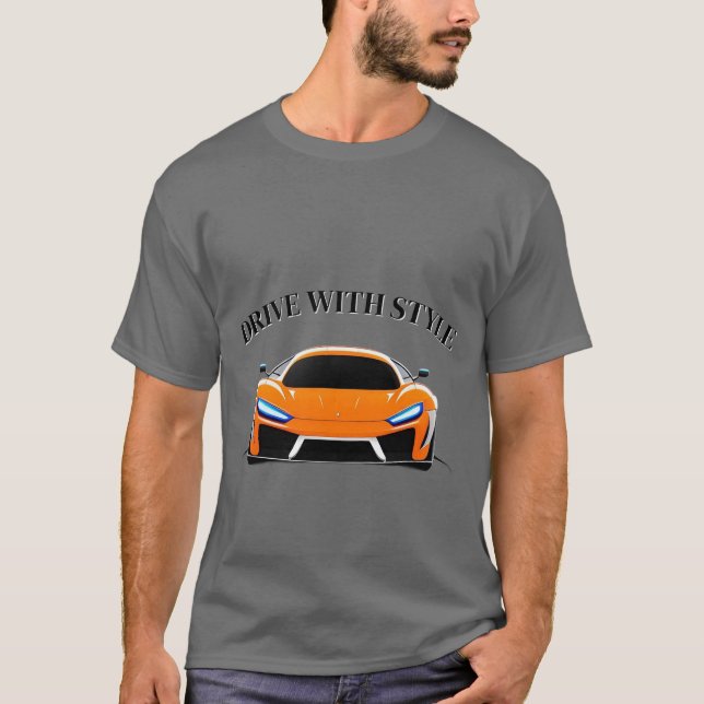 Ljusande sportbil med neonljus t shirt (Framsida)