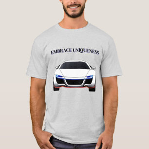 Ljusande sportbil med neonljus t shirt