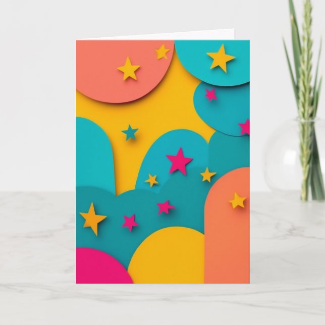 Ljusande stjärnlandskapskollage kort (Framsida)