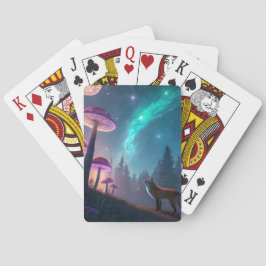 Ljusande Svamp Skog Räv Fantasy Konst Casinokort