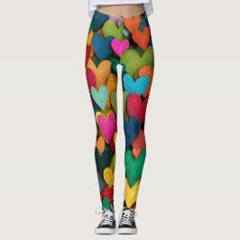 Ljusande Texturerad Hjärtmosaik Leggings