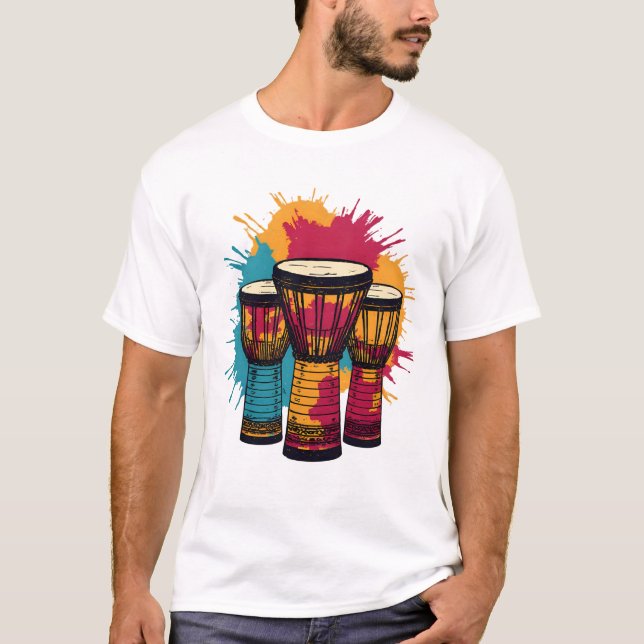 Ljusande trio av Djembe-trummor T Shirt (Framsida)