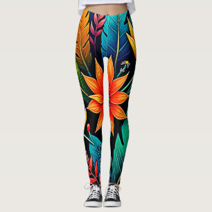 Ljusande tropisk blomsterkonst leggings