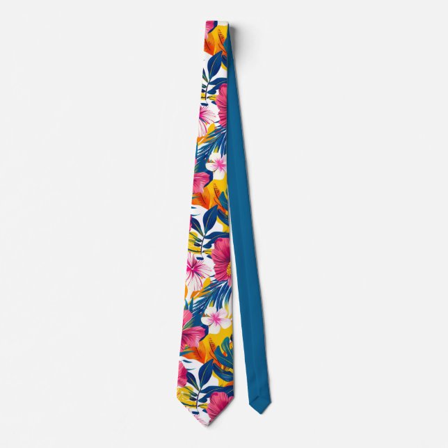 Ljusande tropiskt blomstertrendy ödesign slips (Framsida)
