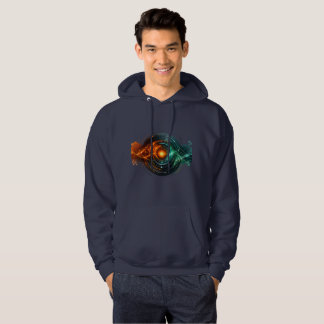 Ljusande turkos orange Sci-Fi cirkel lins Hoodie