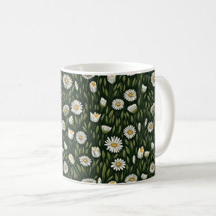 Ljusande tusenskönemönster med frodiga gröna accen kaffemugg