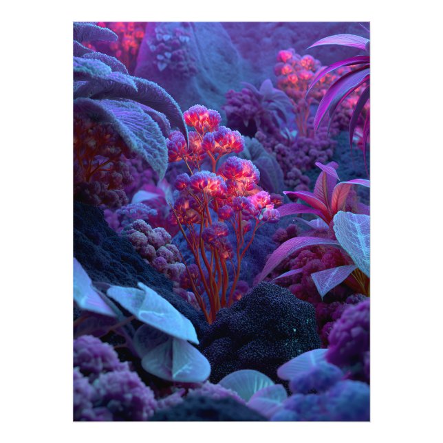 Ljusande utomjordisk flora stenar fototryck (Framsidan)