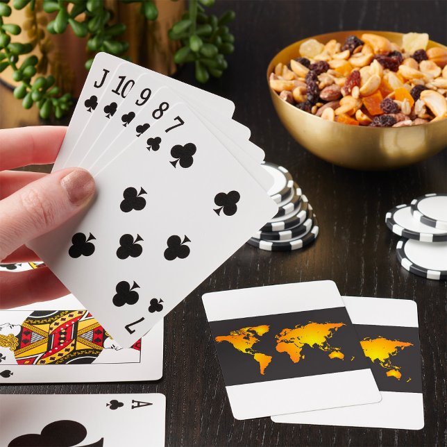 Ljusande världskarta i orange och gult casinokort (Skapare uppladdad)